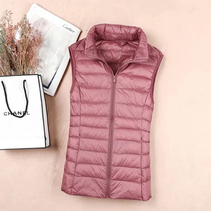 Weiße Ente Unten Jacke Frauen Weste Herbst Winter Ärmellose Weste Warme Leichte Puffer Jacke Weibliche Tops Outwear 8XL - flohmarkt-deutschland.shop