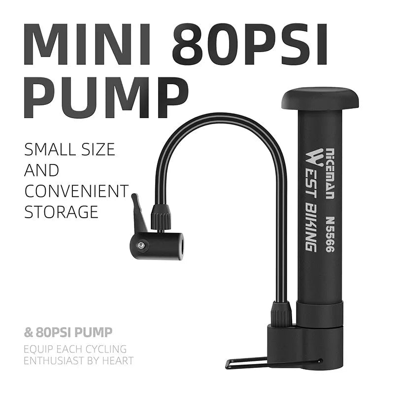 WEST BIKING MTB Bicycle Pump 80 PSI Bike Manual Air Pump Balloon Tire Inflator Schrader Valve Floor Pump Cycling Accesories - flohmarkt-deutschland.shop
