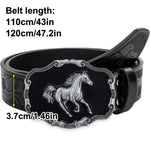 Western men's denim belt, retro belt, wild horse buckle, hip-hop personality, retro style, unisex matching with jeans/casual pan - flohmarkt-deutschland.shop