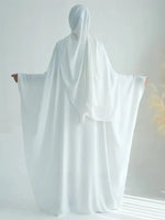 White Pink Black Brown Soft Crepe Khimar Batwing Abaya Damen 2 Piece Muslim Modest Hijab Dresses Set Kaftan Kebaya Robe Women - flohmarkt-deutschland.shop