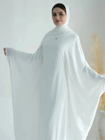 White Pink Black Brown Soft Crepe Khimar Batwing Abaya Damen 2 Piece Muslim Modest Hijab Dresses Set Kaftan Kebaya Robe Women - flohmarkt-deutschland.shop