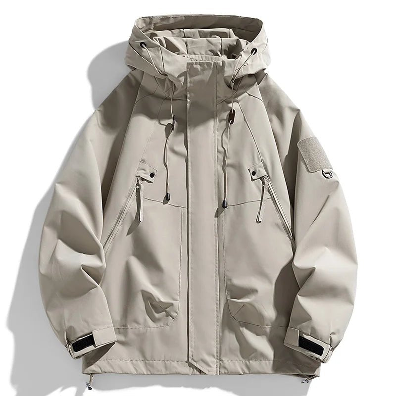 Windjacken Männer Kapuzenjacke Reißverschluss Mantel Fracht Wasserdicht Schwarz Bomber Camping Lose Dünne Softshell Mit Kapuze Wanderjacke - flohmarkt-deutschland.shop