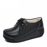Winter Schuhe Aus Echtem Leder Frauen Flache Plattform Schuhe Casual Frauen Müßiggänger Plüsch Frauen Slip-on Sneakers für Frauen - flohmarkt-deutschland.shop