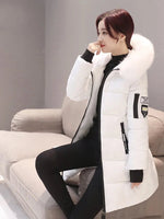 Winter Warme Pelz Kragen Mit Kapuze Frauen Parka Mode Komfortable Zipper Taschen Design Lange Jacke Elegante Dünne Dicke Weibliche Mäntel - flohmarkt-deutschland.shop
