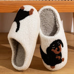 Winter Women's Slippers Cute and Interesting Cartoon Little Black Dog Indoor Warm Comfort Home Bedroom Soft Causal Plush Shoes - flohmarkt-deutschland.shop