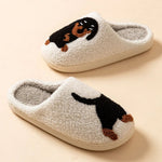 Winter Women's Slippers Cute and Interesting Cartoon Little Black Dog Indoor Warm Comfort Home Bedroom Soft Causal Plush Shoes - flohmarkt-deutschland.shop