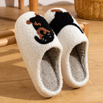 Winter Women's Slippers Cute and Interesting Cartoon Little Black Dog Indoor Warm Comfort Home Bedroom Soft Causal Plush Shoes - flohmarkt-deutschland.shop