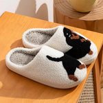 Winter Women's Slippers Cute and Interesting Cartoon Little Black Dog Indoor Warm Comfort Home Bedroom Soft Causal Plush Shoes - flohmarkt-deutschland.shop