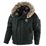 Winterjacke für Herren, abnehmbare Kapuze, langlebig, winddicht, Stoff, Stickerei, dekorative Seitentaschen, Ärmelreißverschluss - flohmarkt-deutschland.shop