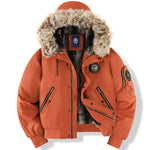 Winterjacke für Herren, abnehmbare Kapuze, langlebig, winddicht, Stoff, Stickerei, dekorative Seitentaschen, Ärmelreißverschluss - flohmarkt-deutschland.shop
