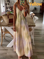 Women 2026 summer dress floral digital print V-neck sleeveless off shoulder sling long vest dress women's clothing vestidoes - flohmarkt-deutschland.shop