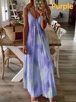 Women 2026 summer dress floral digital print V-neck sleeveless off shoulder sling long vest dress women's clothing vestidoes - flohmarkt-deutschland.shop