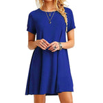 Women Casual Short Sleeve T Shirt Dress Vintage O Neck Print Loose Mini Dress Elegant Simple Mini Dress Streetwear Sundress - flohmarkt-deutschland.shop