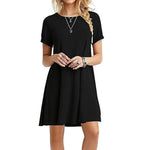 Women Casual Short Sleeve T Shirt Dress Vintage O Neck Print Loose Mini Dress Elegant Simple Mini Dress Streetwear Sundress - flohmarkt-deutschland.shop