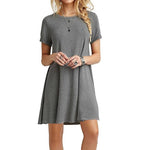 Women Casual Short Sleeve T Shirt Dress Vintage O Neck Print Loose Mini Dress Elegant Simple Mini Dress Streetwear Sundress - flohmarkt-deutschland.shop