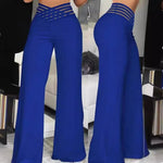Women High Elastic Waist Wide Leg Loose Pants Summer Fashion Oversized Solid Color Dance Full Flare Trousers LRFZ-m040 - flohmarkt-deutschland.shop