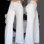 Women High Elastic Waist Wide Leg Loose Pants Summer Fashion Oversized Solid Color Dance Full Flare Trousers LRFZ-m040 - flohmarkt-deutschland.shop