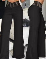 Women High Elastic Waist Wide Leg Loose Pants Summer Fashion Oversized Solid Color Dance Full Flare Trousers LRFZ-m040 - flohmarkt-deutschland.shop