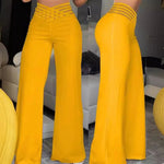 Women High Elastic Waist Wide Leg Loose Pants Summer Fashion Oversized Solid Color Dance Full Flare Trousers LRFZ-m040 - flohmarkt-deutschland.shop