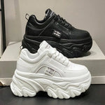 Women Shoes Trend White Black Chunky Sneakers Autumn Winter Thick Bottom Dad Shoes High Quality PU Leather Platform Sneakers New - flohmarkt-deutschland.shop