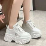 Women Shoes Trend White Black Chunky Sneakers Autumn Winter Thick Bottom Dad Shoes High Quality PU Leather Platform Sneakers New - flohmarkt-deutschland.shop