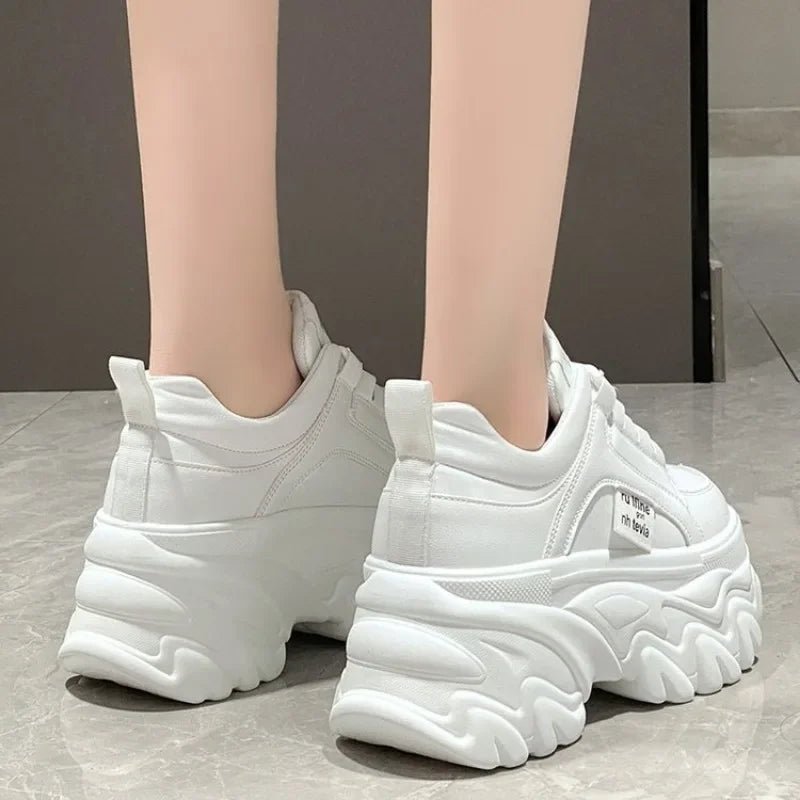 Women Shoes Trend White Black Chunky Sneakers Autumn Winter Thick Bottom Dad Shoes High Quality PU Leather Platform Sneakers New - flohmarkt-deutschland.shop