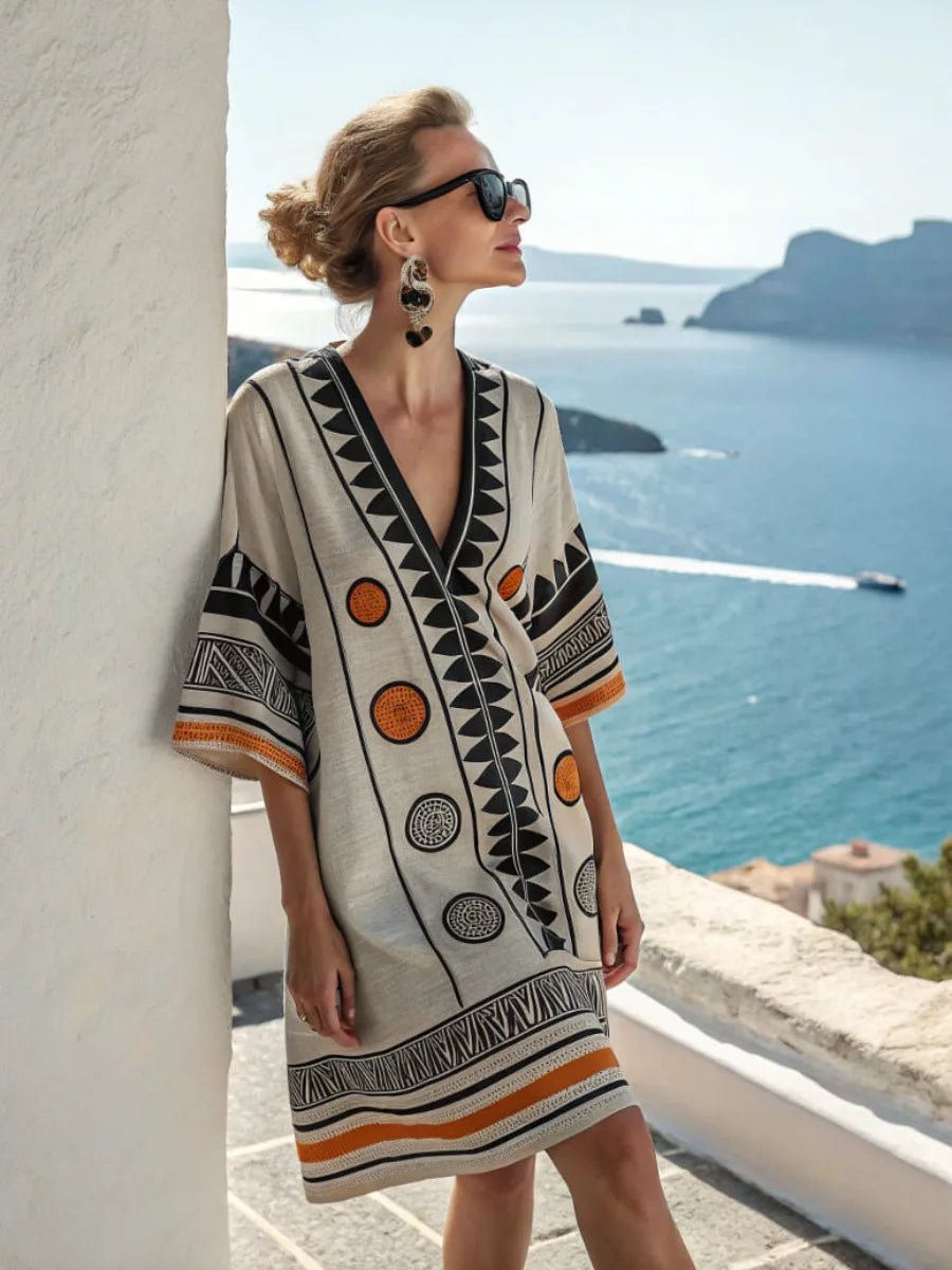 Women's 2025 Summer V-Neck Floral Print Loose Beach Dress, Casual Holiday Maxi Vestidos De Verano(72 characters) - flohmarkt-deutschland.shop