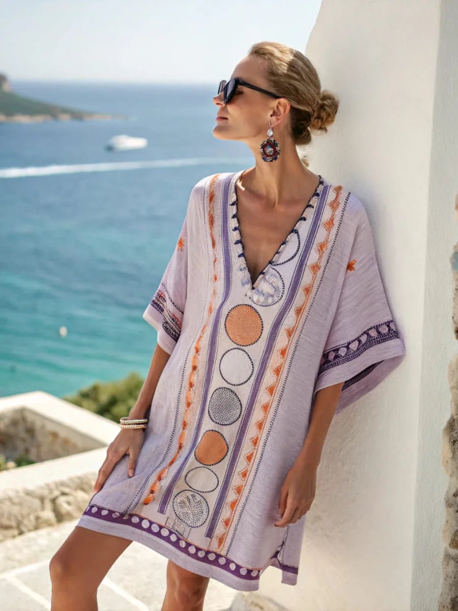Women's 2025 Summer V-Neck Floral Print Loose Beach Dress, Casual Holiday Maxi Vestidos De Verano(72 characters) - flohmarkt-deutschland.shop