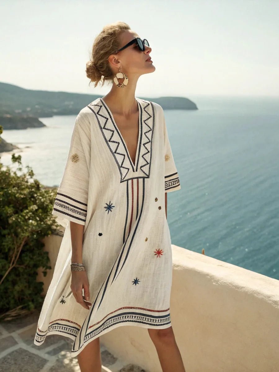 Women's 2025 Summer V-Neck Floral Print Loose Beach Dress, Casual Holiday Maxi Vestidos De Verano(72 characters) - flohmarkt-deutschland.shop