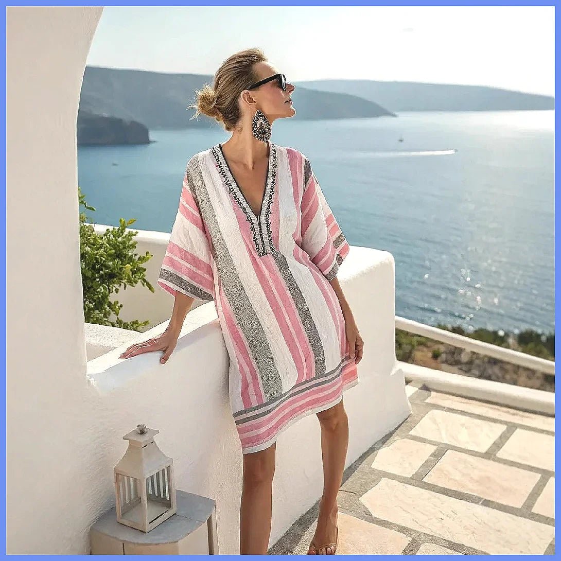 Women's 2025 Summer V-Neck Floral Print Loose Beach Dress, Casual Holiday Maxi Vestidos De Verano(72 characters) - flohmarkt-deutschland.shop