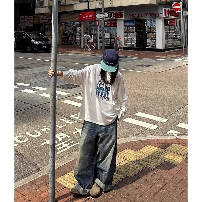 Women's Blue Y2k Oversize Jeans Harajuku Vintage Wide Leg Denim Trousers American Retro 2000s Style Boyfriend Jeans Pants Autumn - flohmarkt-deutschland.shop