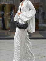 Women's geometric printed shirt+elastic waisted wide leg pants suit set, fashionable and casual for daily commuting in spring - flohmarkt-deutschland.shop