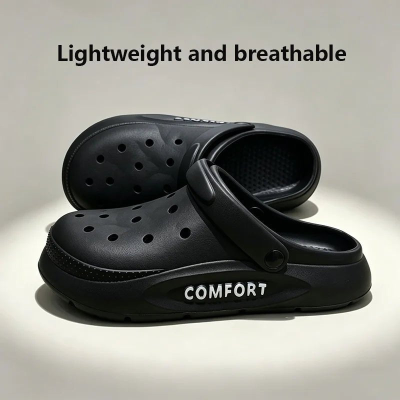 Women's Men's Slippers Summer Anti-Slip Couple Hollow Covered Toe Indoor Outdoor Casual Thick Bottom Sandals for Home Adults - flohmarkt-deutschland.shop