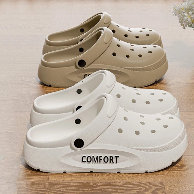 Women's Men's Slippers Summer Anti-Slip Couple Hollow Covered Toe Indoor Outdoor Casual Thick Bottom Sandals for Home Adults - flohmarkt-deutschland.shop
