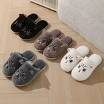 Womens Plush Cat Slippers Winter Warm Cozy Indoor House Shoes Soft EVA Sole Non-Slip Design - flohmarkt-deutschland.shop