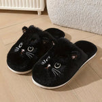Womens Plush Cat Slippers Winter Warm Cozy Indoor House Shoes Soft EVA Sole Non-Slip Design - flohmarkt-deutschland.shop
