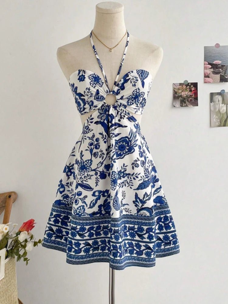 Women's Romantical Floral Print Halter Neck Sexy Fashionable Dress Easy to Create Lazy Stylish Vacation Style Dress - flohmarkt-deutschland.shop