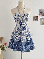 Women's Romantical Floral Print Halter Neck Sexy Fashionable Dress Easy to Create Lazy Stylish Vacation Style Dress - flohmarkt-deutschland.shop