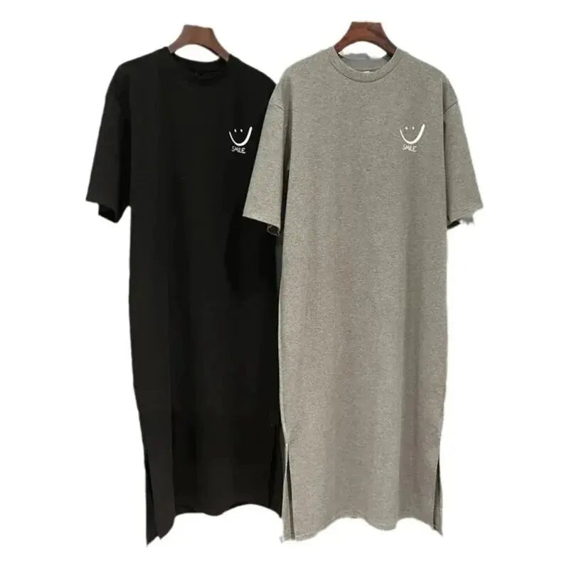 Women's Summer New Short Sleeved T-shirt Dress Loose Mid Length Over Knee Dress - flohmarkt-deutschland.shop