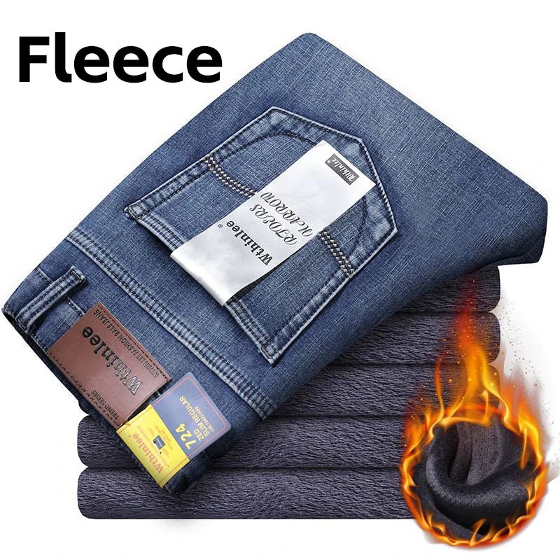 Wthinlee New Business Men's Jeans Casual Straight Stretch Fashion Classic Blue Black Work Denim Pant Trousers Male Clothing - flohmarkt-deutschland.shop