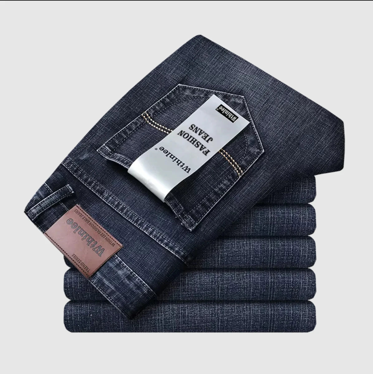 Wthinlee New Business Men's Jeans Casual Straight Stretch Fashion Classic Blue Black Work Denim Pant Trousers Male Clothing - flohmarkt-deutschland.shop