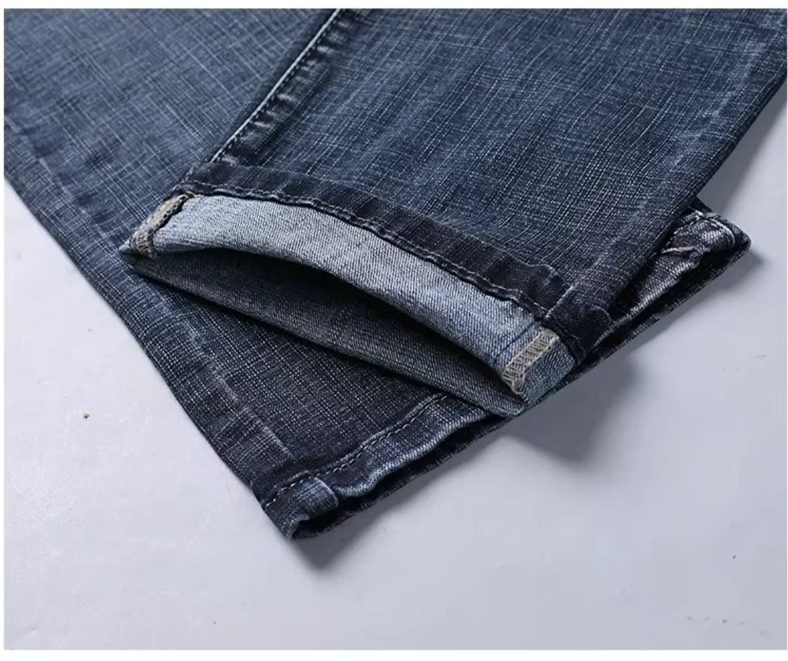 Wthinlee New Business Men's Jeans Casual Straight Stretch Fashion Classic Blue Black Work Denim Pant Trousers Male Clothing - flohmarkt-deutschland.shop