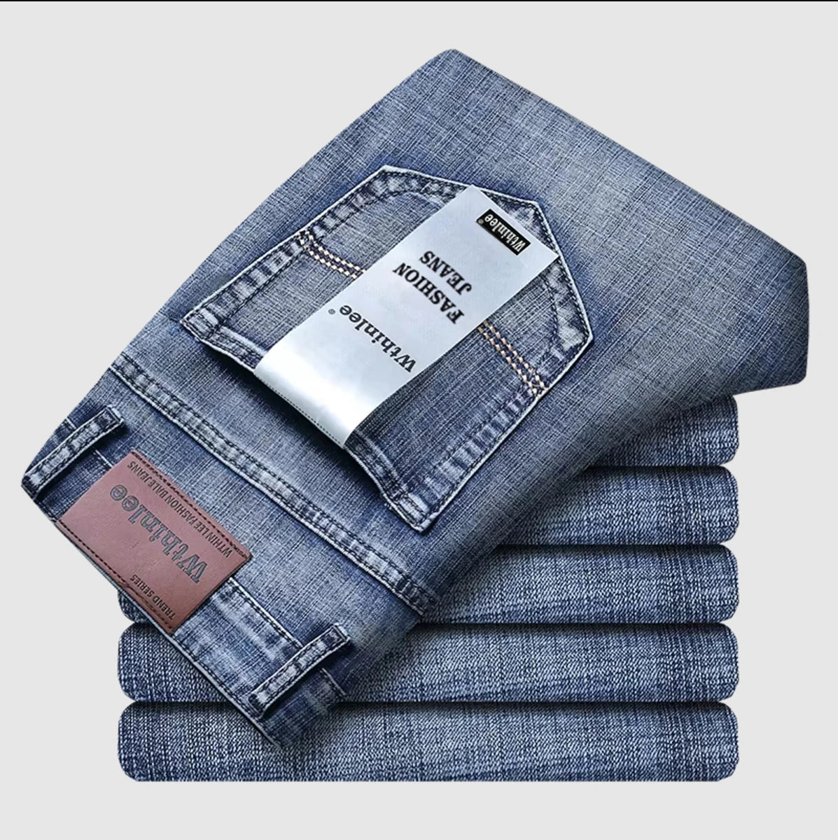 Wthinlee New Business Men's Jeans Casual Straight Stretch Fashion Classic Blue Black Work Denim Pant Trousers Male Clothing - flohmarkt-deutschland.shop