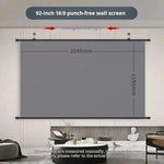XIAOHUI Anti-light Thick HD Projector Screen 16:9 No-hole Wall-mounted Home Projection Screen 60/72/84/92/100/110/120/133inch - flohmarkt-deutschland.shop