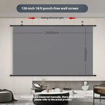 XIAOHUI Anti-light Thick HD Projector Screen 16:9 No-hole Wall-mounted Home Projection Screen 60/72/84/92/100/110/120/133inch - flohmarkt-deutschland.shop