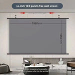 XIAOHUI Anti-light Thick HD Projector Screen 16:9 No-hole Wall-mounted Home Projection Screen 60/72/84/92/100/110/120/133inch - flohmarkt-deutschland.shop