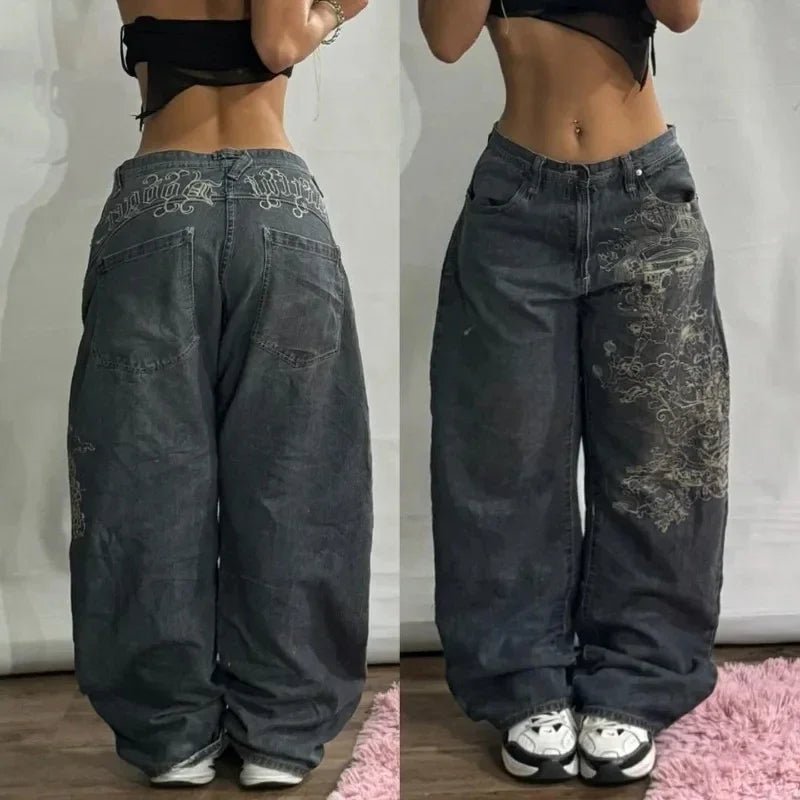 Y2K American New Fashion Tiger Print Loose Jeans Women High Street Harajuku Wind Trend Casual Joker High Waist Wide Leg Pants - flohmarkt-deutschland.shop