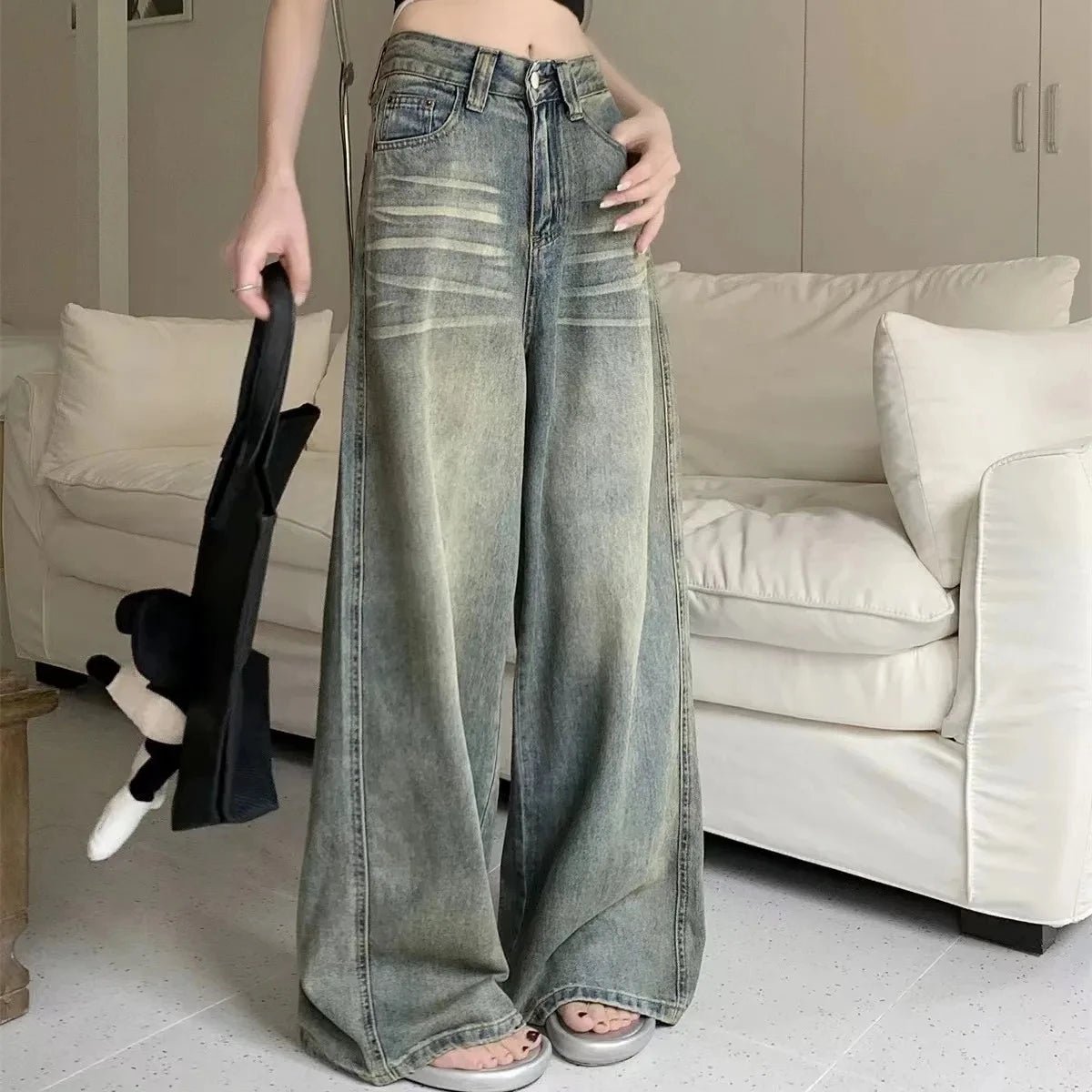 Y2K Loose Straight Leg Jeans Women Trousers Baggy Wide Fit Casual High Waist Retro Washed Vintage Style Women's jeans Jeans - flohmarkt-deutschland.shop