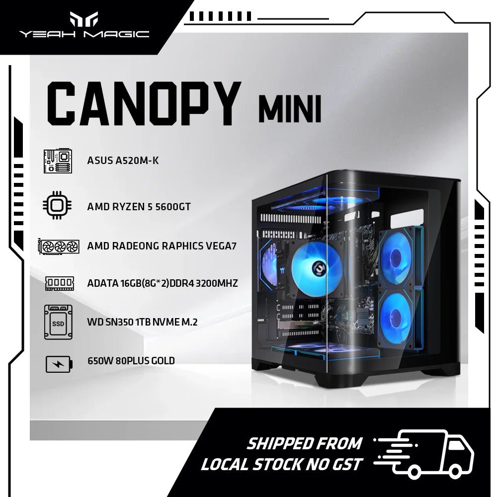 YEAH MAGIC Gaming PC – AMD Ryzen 5 5600GT, 1TB NVMe SSD, 16GB DDR4, Windows 11 - flohmarkt-deutschland.shop