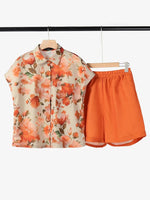 ZANZEA 2025 Fashion Women Korean Matching Tracksuit 2PCS Short Sets Floral Printed Shirt Outfits Holiday Summer Solid Short Suit - flohmarkt-deutschland.shop